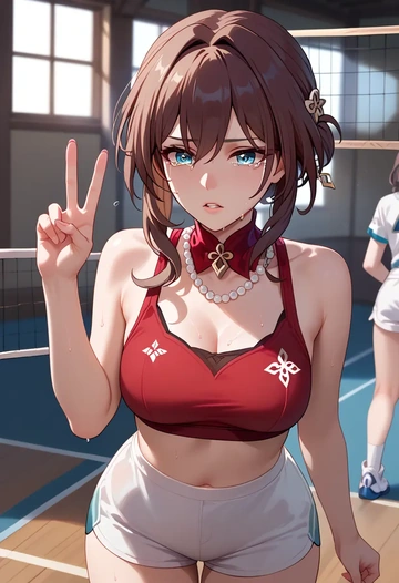 star rail,ruan mei,volleyball uniform  - AI generated anime art